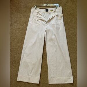 NWT Maeve x Anthropologie Colette Cropped Wide-Leg White Pants Size 32